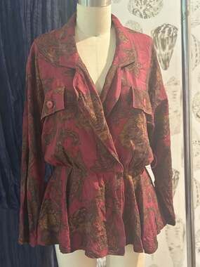 Gillian Vintage 100% Silk Paisley Jacket Size 10